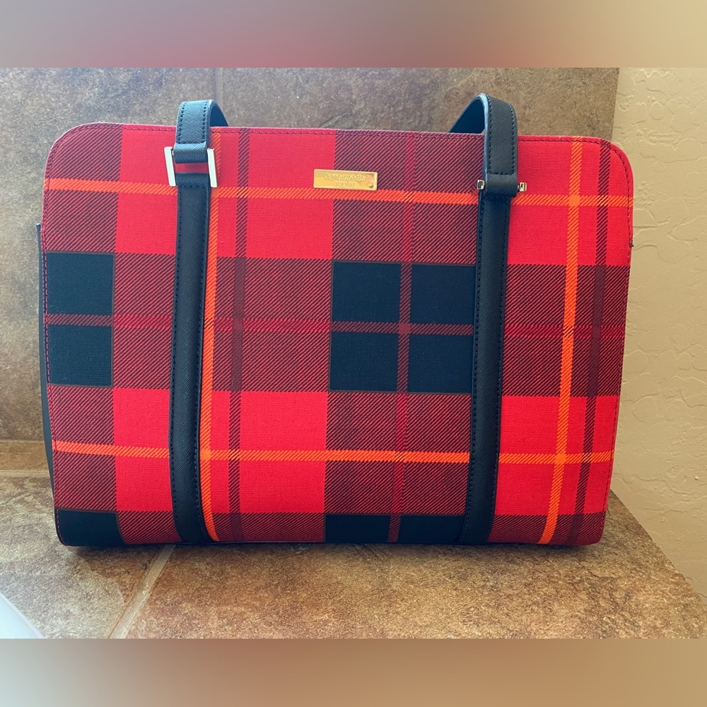 Kate Spade Miles Newbury Plaid Red tote bag